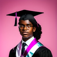 a portrait of a black man in a graduation gown
