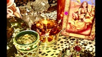 a table with a lot of different items on it