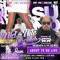 a flyer for mid nite grooves with a woman in a bikini
