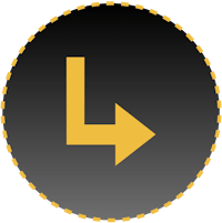 a yellow arrow pointing left in a black circle