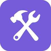 a purple icon with two wrenches on it
