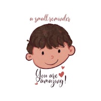 a cartoon boy with the words a small neighbor you are amazing