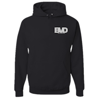 a black hoodie with the word bd on it