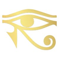 an egyptian eye on a black background