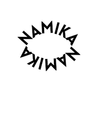 a black and white logo with the word namika on it