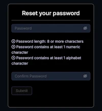 a screenshot of the reset your password screen