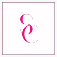 a pink logo with the letter s