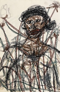 a drawing of a woman with flowers in her hair