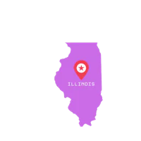 a map of illinois with a pin on it