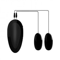 a black electronic device with two black balls attached to it