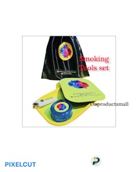 a smoking tools set with a bag and a cigarette