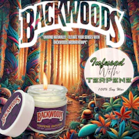 a jar of backwoods terpenes with a candle in it