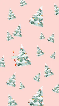 christmas trees on a pink background