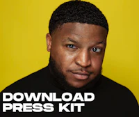 a man in a black shirt with the words download press kit
