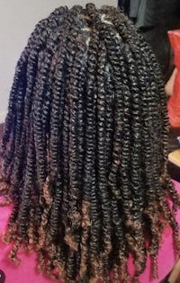 the back of a woman's hair with twists in it