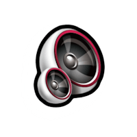 a speaker icon on a white background