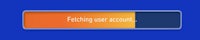a button that says'fetching user account'on a blue background