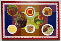 a painting of a mexican meal on a table