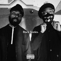 two men wearing masks with the words black stories