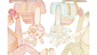 a drawing of two people holding hands