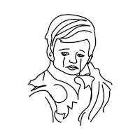 a black and white drawing of a woman with tears on her face