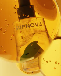 a bottle of supnova with bubbles in it