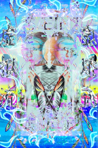 an image of a woman with a butterfly on her head