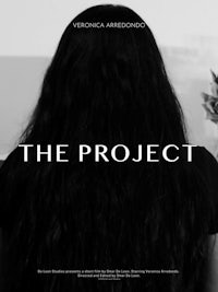 a poster for the project with a black and white image of a woman with long hair