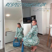 a woman in a green dress is posing in front of a mirror