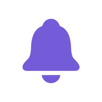 a purple bell icon on a black background