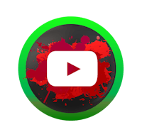 the youtube icon with red and green splats