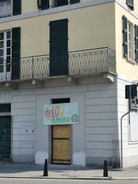 a building with a sign that says love