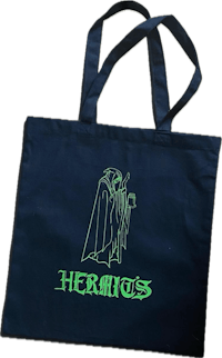 a tote bag with the word hermios on it