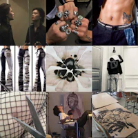 a collage of pictures of a man with a knife
