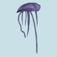 a purple jellyfish on a blue background