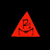 a red triangle with the letter m on it