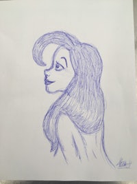 a drawing of a woman with long hair