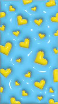 yellow hearts on a blue background