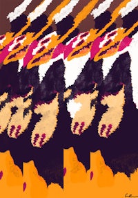 an abstract painting of a group of people