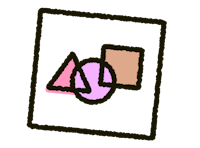 a black and pink icon with a triangle in the middle