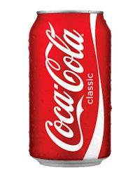 a can of coca cola on a black background