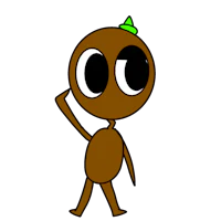 a cartoon character with a green hat on his head