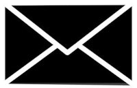 a black and white envelope on a white background