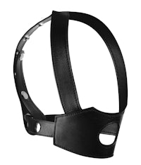 a black leather muzzle on a white background