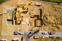 an aerial view of a house under construction