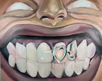 a painting of a man's mouth with a heart on it