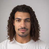 a man with long curly hair is posing for a photo