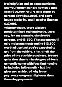 it's helpful to look at home numbers, say your dream is a part to trade you suv