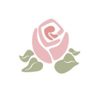 a pink rose with leaves on a black background
