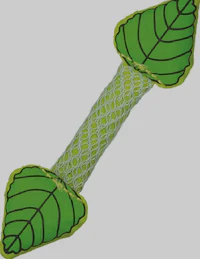 a green dog toy with leaves on it